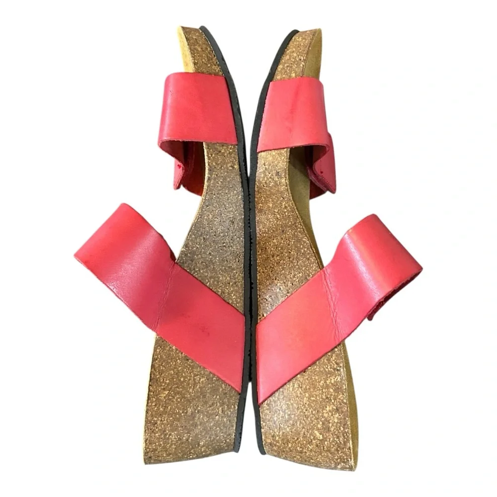 Eric Michael Red Cork Wedge Sandals
